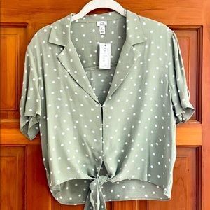 Green Polka Dot Blouse